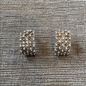 Sterling marcasite lattice hoop earrings